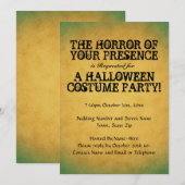 Horror van je aanwezigheid. Halloween Party. Kaart (Voorkant / Achterkant)