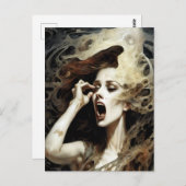 Horror Vrouw schreeuwt Briefkaart (Voorkant / Achterkant)