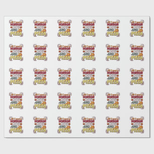 Horrorfilm Pizza Halloween Pompoen Schedel Slice_1 Cadeaupapier