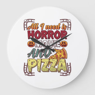 Horrorfilm Pizza Halloween Pompoen Schedel Slice_1 Grote Klok