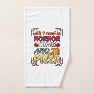 Horrorfilm Pizza Halloween Pompoen Schedel Slice_1 Handdoek