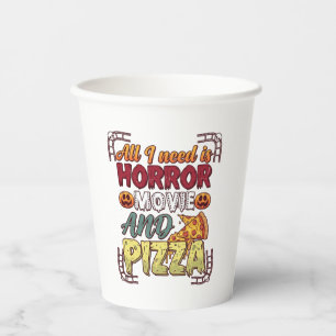 Horrorfilm Pizza Halloween Pompoen Schedel Slice_1 Papieren Bekers