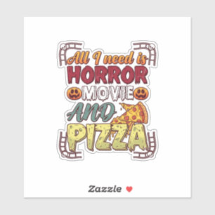 Horrorfilm Pizza Halloween Pompoen Schedel Slice_1 Sticker