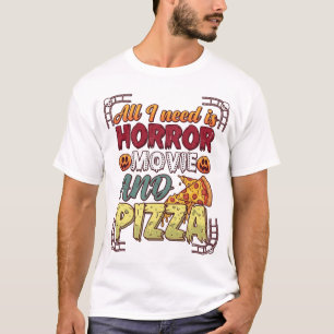 Horrorfilm Pizza Halloween Pompoen Schedel Slice_1 T-shirt