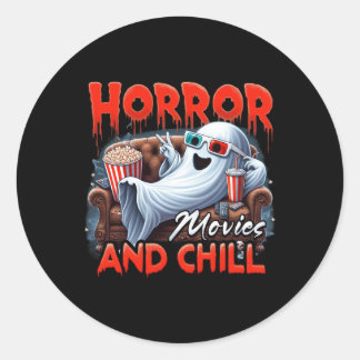 Horrorfilms en Chill Spooky Ghost-filmliefhebbers Ronde Sticker
