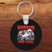 Horrorfilms en Chill Spooky Ghost-filmliefhebbers Sleutelhanger (Voorkant)