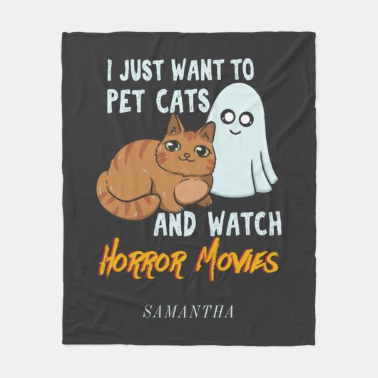 Horrorfilms en gepersonaliseerde computerkatten be fleece deken (Voorkant)