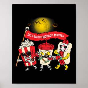 Horrorfilms kijken Halloween Grappig Spook Skelet Poster