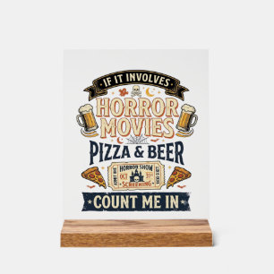 Horrorfilms Pizza Bier Grappig Halloween_1 Acryl Bord