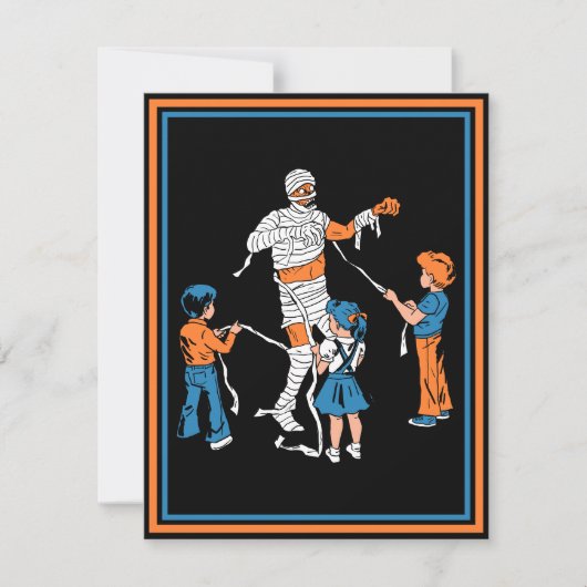 Horrormummy met kinderen  feestdagenkaart (Voorkant)