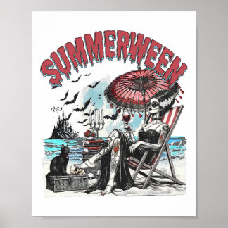Horrorpersonage Summerween Halloween  Beac Poster