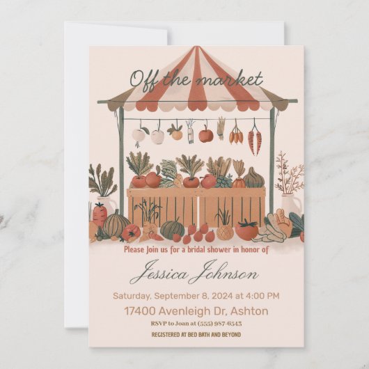 Hors du marché fermier invitation de douche nuptia (Devant)