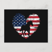 Horse American Flag Heart USA Patriotic Pride Feestdagenkaart (Voorkant)