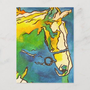"Horse and Bridle Colorful Black Outline Art" #ho Briefkaart
