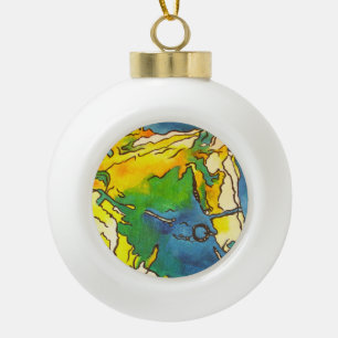 "Horse and Bridle Colorful Black Outline Art" #ho Keramische Bal Ornament