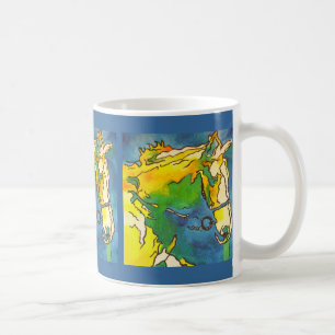 "Horse and Bridle Colorful Black Outline Art" #ho Koffiemok
