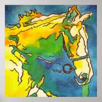 "Horse and Bridle Colorful Black Outline Art" #ho
