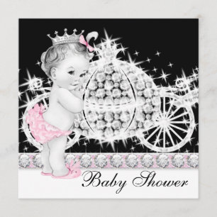 Horse and Carriage Pink Princess Baby shower Kaart