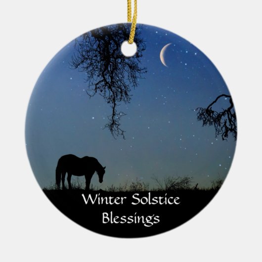 Horse and Moon Winter Solstice Keramisch Ornament (Voorkant)