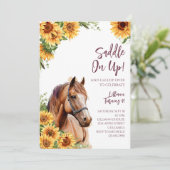 Horse Anniversaire Fête Invitation Tournesols (Debout devant)
