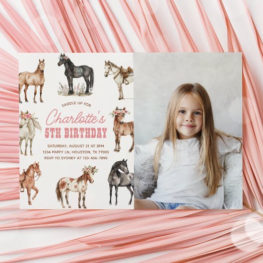 Horse Anniversaire Photo Invitation