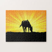 Horse Art Silhouette en Sun Burst Art Puzzle Legpuzzel (Horizontaal)