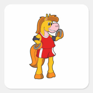 Horse as Runner Vierkante Sticker