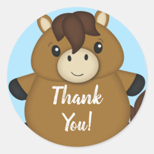 Horse Baby shower Blue Boy Ronde Sticker