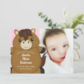 Horse Baby shower Fotogeboorteaankondiging Kaart (Staand voorkant)