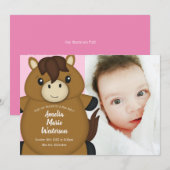 Horse Baby shower Fotogeboorteaankondiging Kaart (Voorkant / Achterkant)