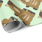 Horse Baby shower Green Cadeaupapier (Rol Hoek)