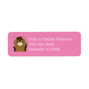 Horse Baby shower Pink Girl Etiket