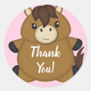 Horse Baby shower Pink Girl Ronde Sticker