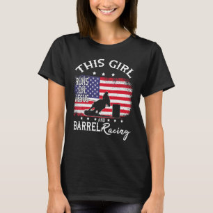 Horse Barrel Racing Dit meisje loopt op Jezus Rode T-shirt