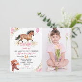 Horse Birthday Foto Uitnodiging Cowgirl (Staand voorkant)