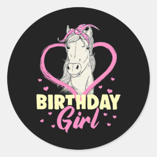 Horse Birthday Girl Horse Girl Horse Ride Ronde Sticker