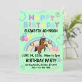 Horse Birthday Invitation in Green (Debout devant)
