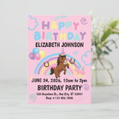 Horse Birthday Invitation in Pink (Debout devant)