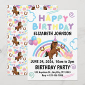 Horse Birthday Invitation White (Devant / Derrière)