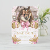 Horse Birthday Invitation with brunette Girl (Debout devant)