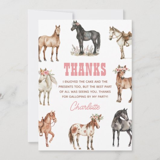 Horse Birthday Pony Party Bedankkaart (Voorkant)