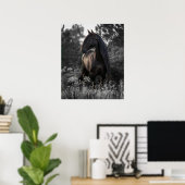 Horse Black White Photo Modern Poster (Thuiskantoor)
