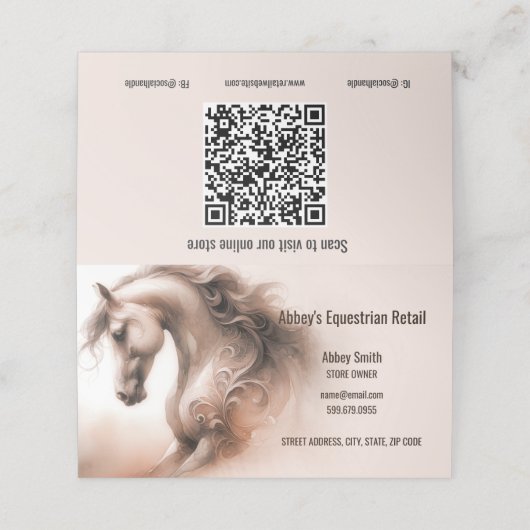 Horse Business QR Code Plaqué Cartes de Fidélité (Extérieur déplié)