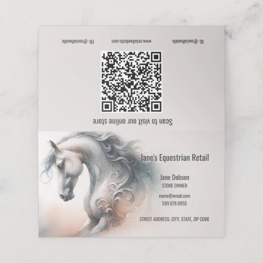 Horse Business QR Code Plaqué Cartes de Fidélité (Extérieur déplié)