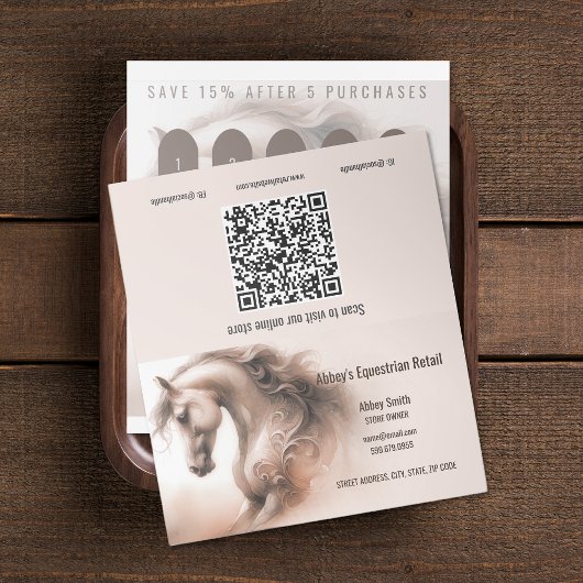 Horse Business QR Code Plaqué Cartes de Fidélité