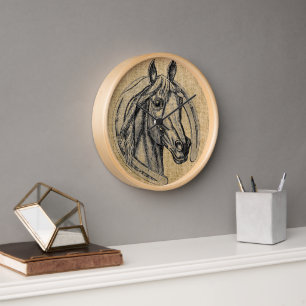 Horse Cameo op Burlap