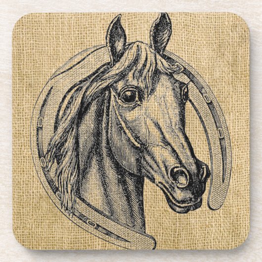 Horse Cameo op Burlap Bier Onderzetter (Voorkant)