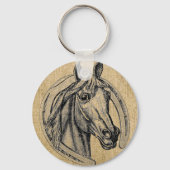 Horse Cameo op Burlap Sleutelhanger (Voorkant)