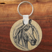 Horse Cameo op Burlap Sleutelhanger (Voorkant)