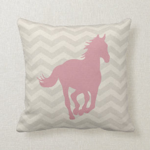 Horse Chevron Pattern Pink Grey Cream Kussen
